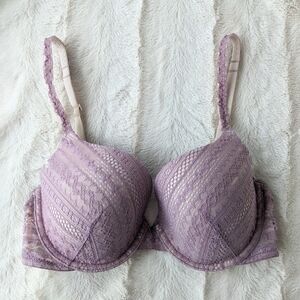Victoria's Secret Lavender Purple LACE Extreme Lift Plunge bra 32DD
